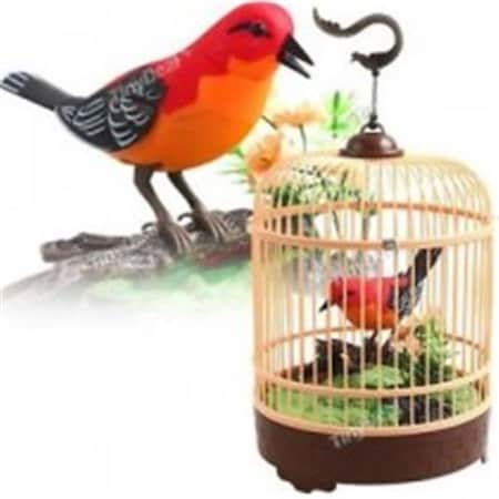 Az Trading & Import Az Import & Trading BC507B Singing & Chirping Bird in Cage - Realistic Sounds & Movements Red BC507B